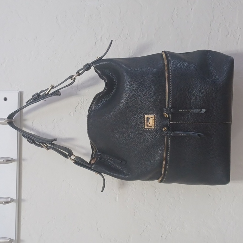 Dooney & Bourke Dillen black pebble leather shopper tote bag handbag hobo purse